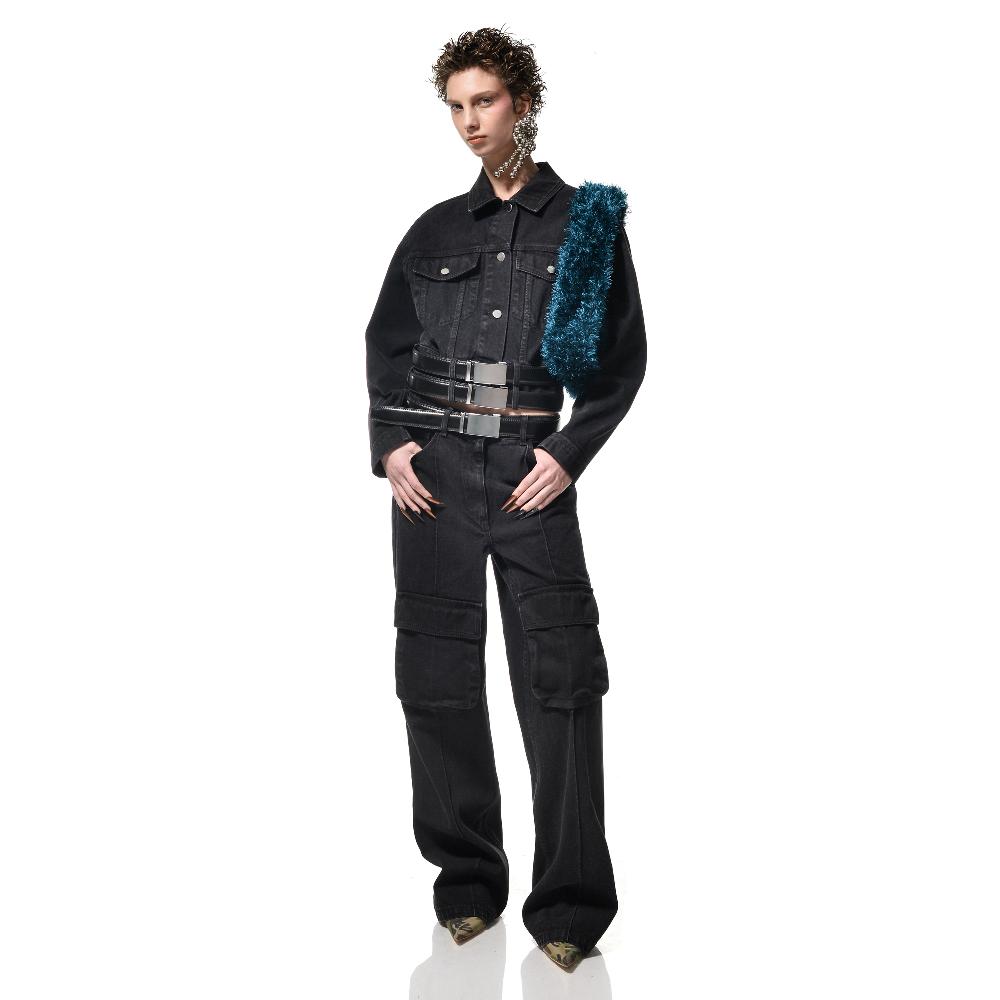 Lado Bokuchava CARGO DENIM PANTS SAMPLE SALE Black