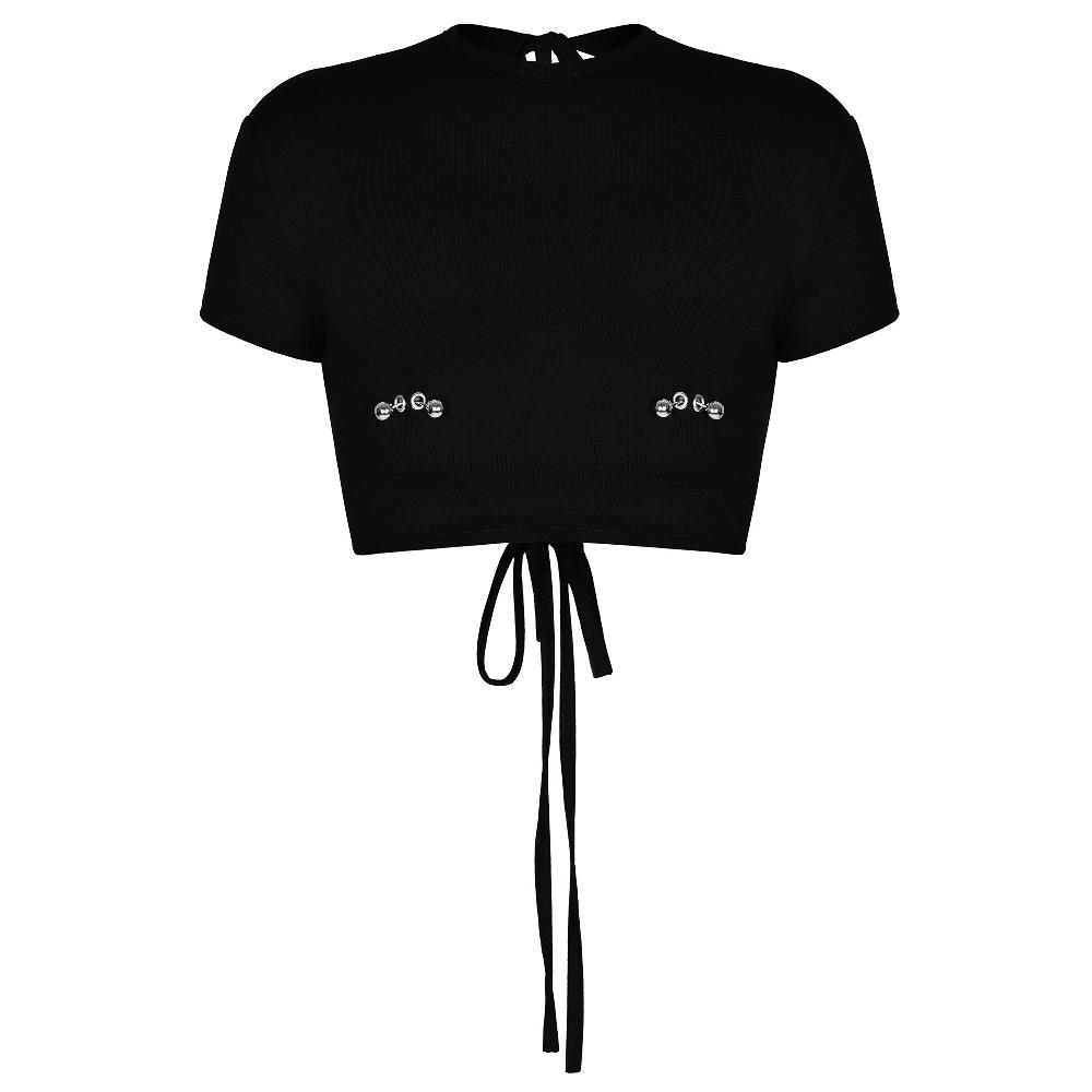 lado bokuchava CROP PIERCED TOP Top Black