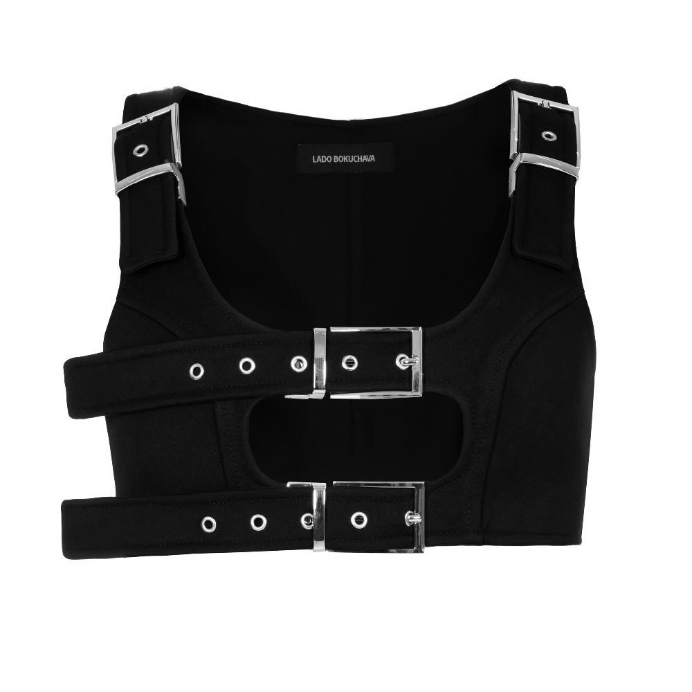 lado bokuchava CROP SHIBARI TOP SAMPLE SALE Black