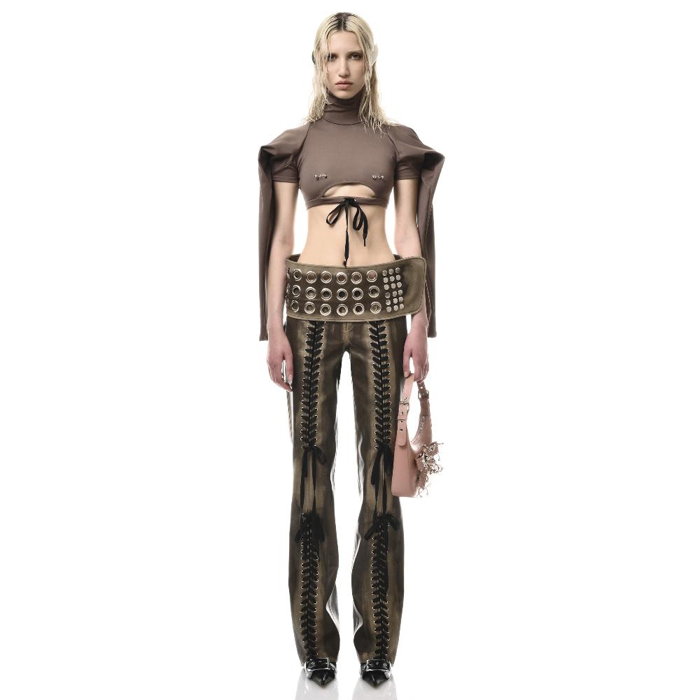 Lado Bokuchava KNOT PIERCED TURTLENECK Top Taupe