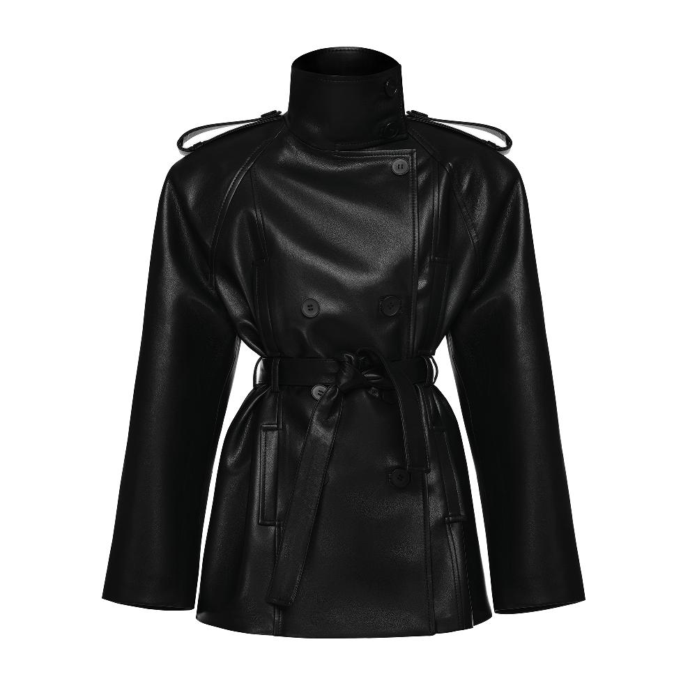 lado bokuchava LA NUIT CROP TRENCH Jacket Black