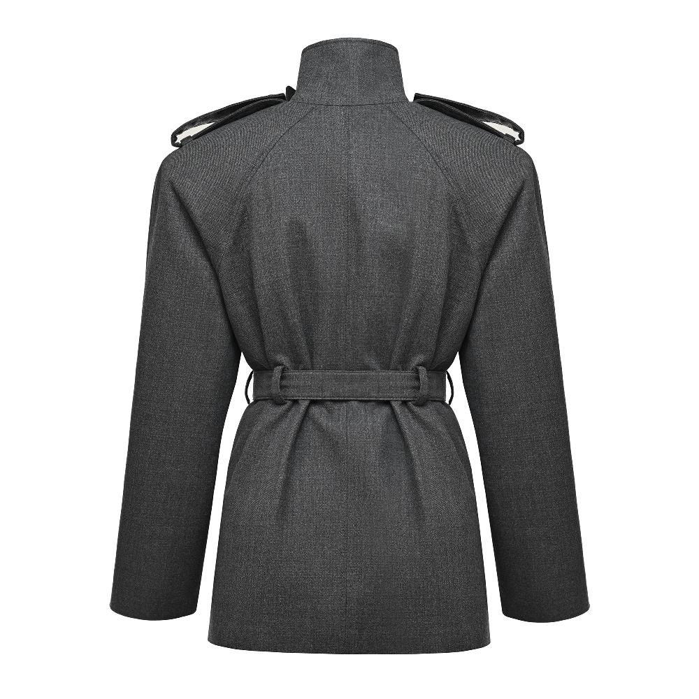 Lado Bokuchava LA NUIT CROP TRENCH Jacket Gray