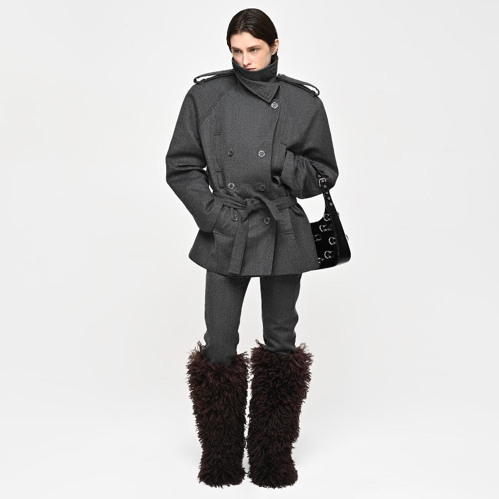 Lado Bokuchava LA NUIT CROP TRENCH Jacket Gray