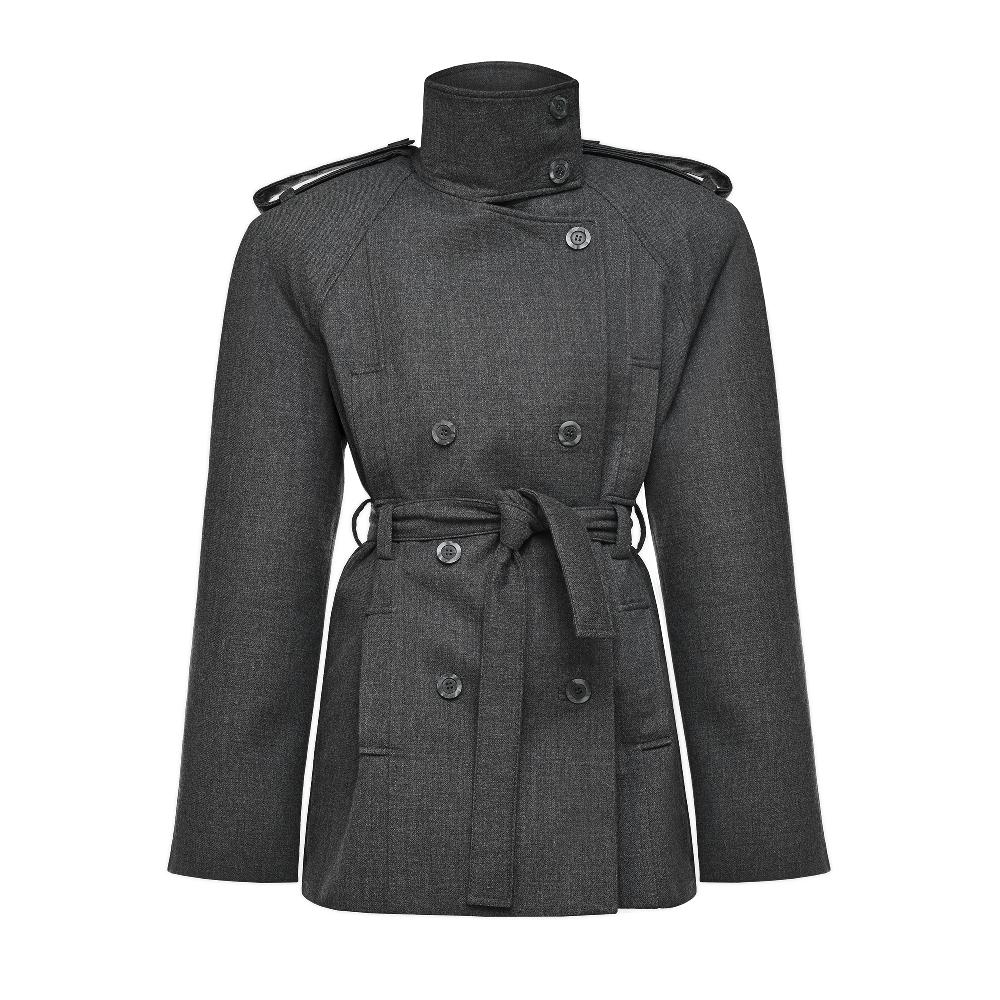 lado bokuchava LA NUIT CROP TRENCH Jacket Gray