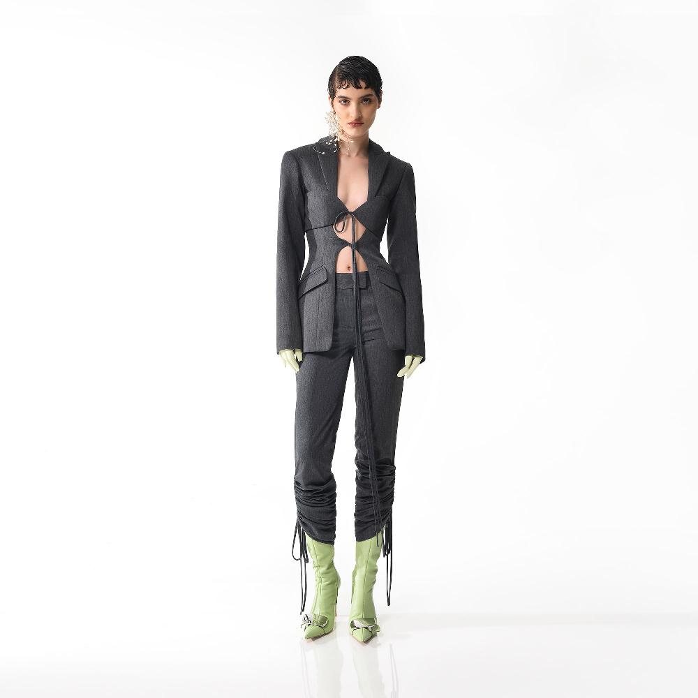 lado bokuchava LACE UP PANTS SAMPLE SALE Charcoal