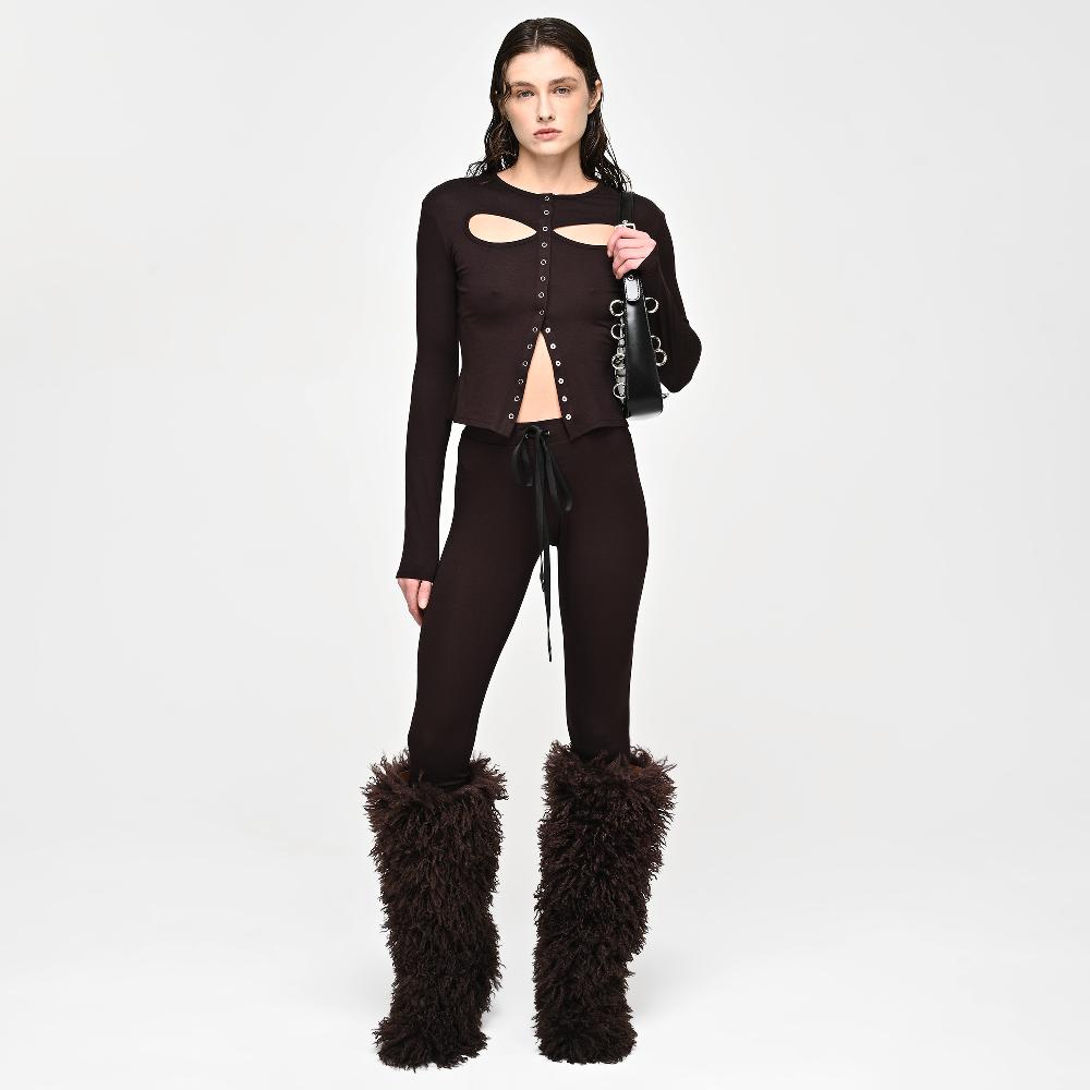 Lado Bokuchava LINE LEGGINGS Pants Chocolate Brown