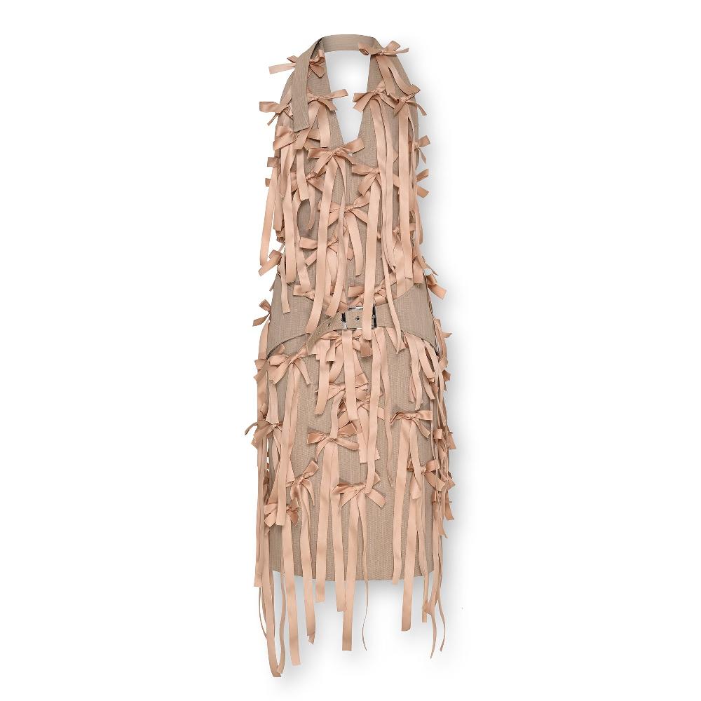 lado bokuchava LINEAR BOW DRESS Dresses Beige