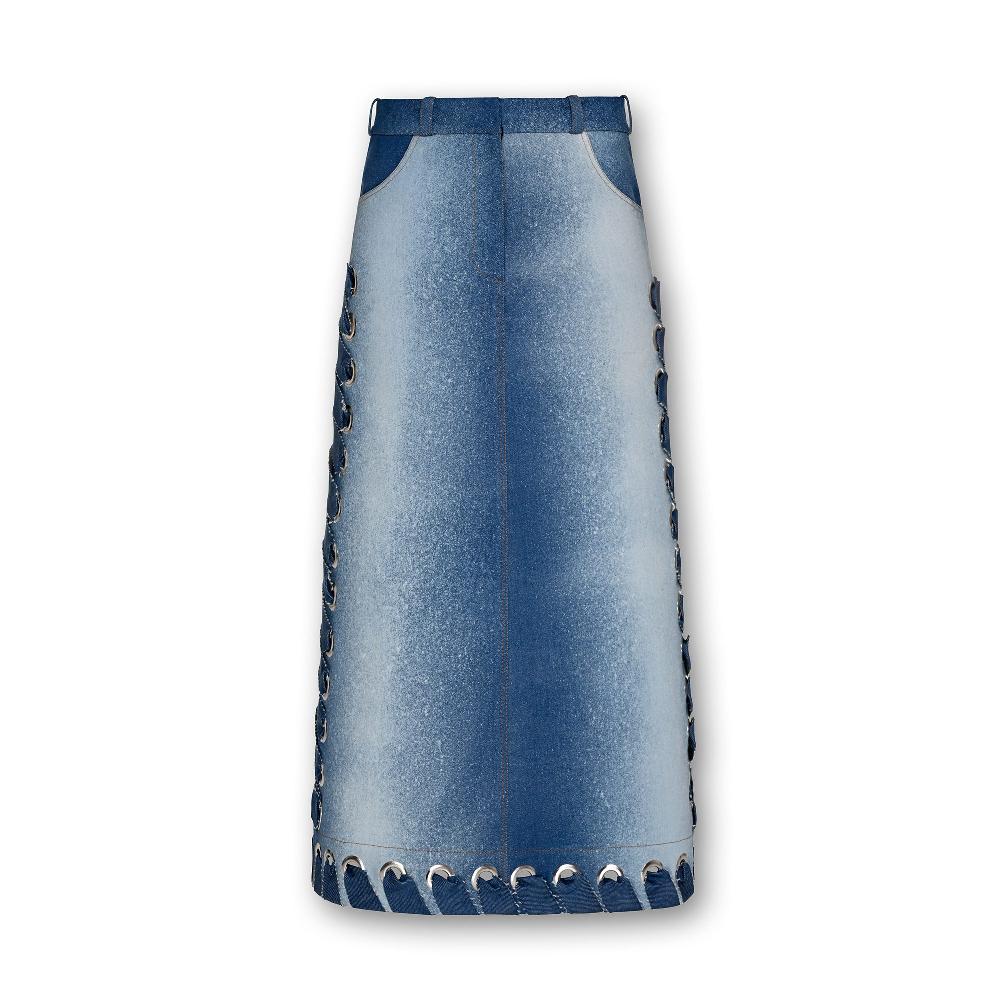 lado bokuchava LINEAR SKIRT Skirt Washed Blue