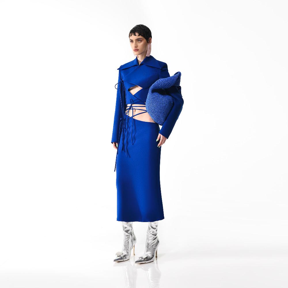 Lado Bokuchava LOTUS MIDI SKIRT SAMPLE SALE Blue