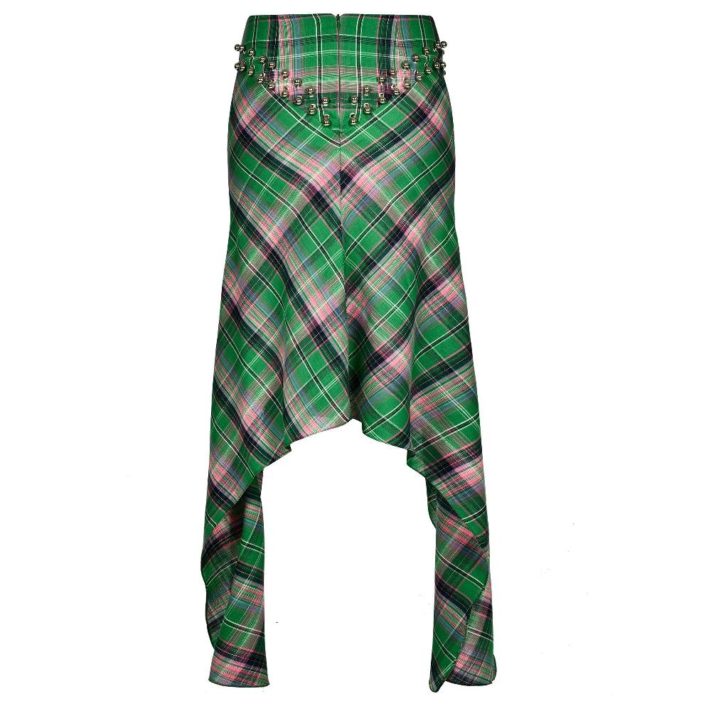 Lado Bokuchava MAXI FLAG SKIRT Skirt Green Checked