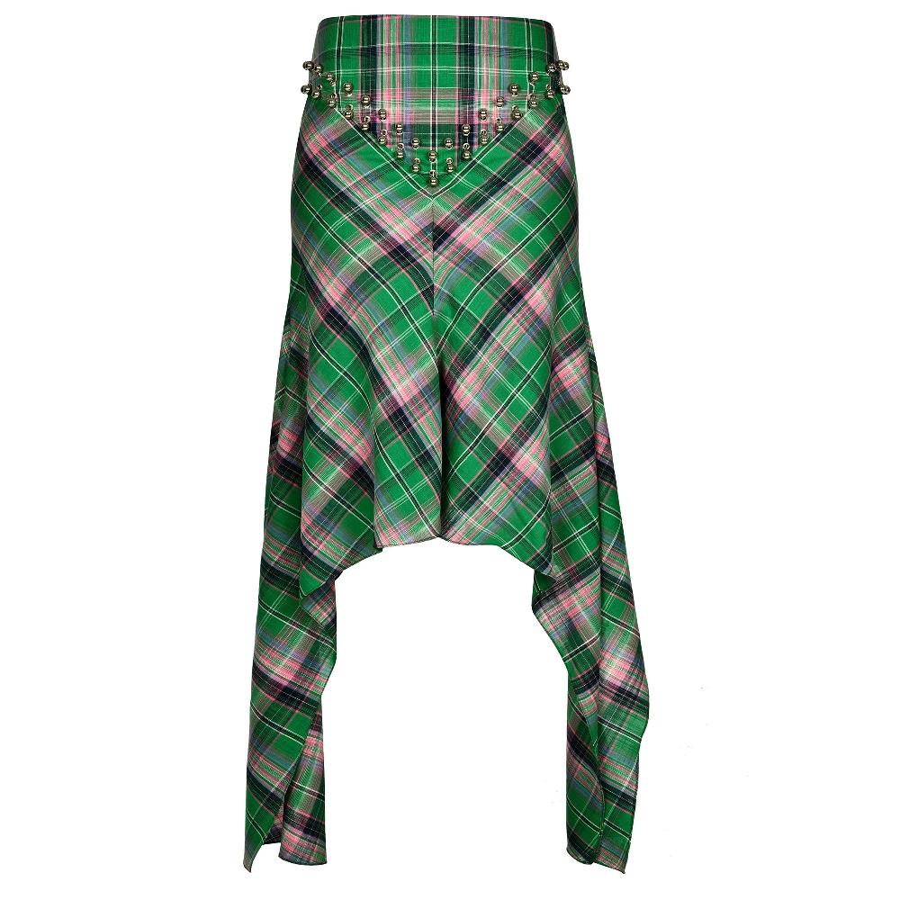 lado bokuchava MAXI FLAG SKIRT Skirt Green Checked
