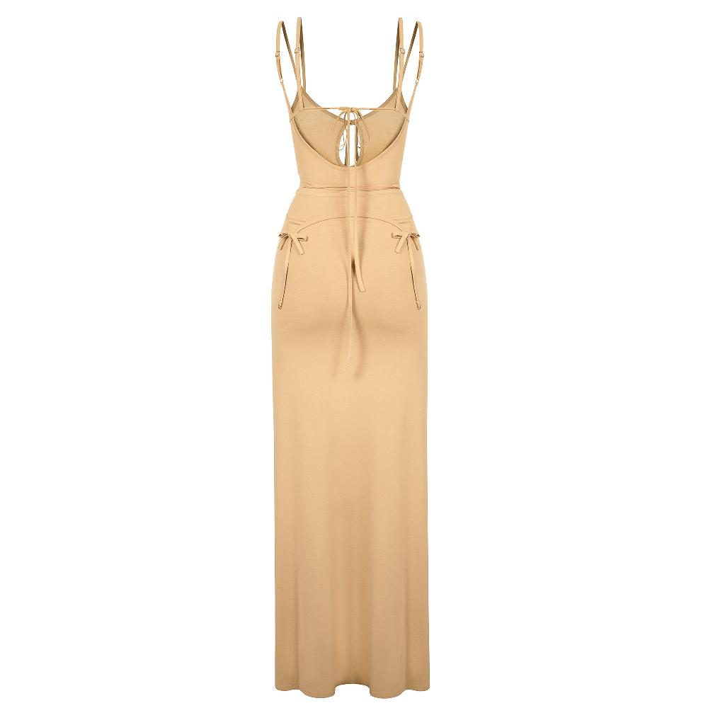 Lado Bokuchava MAXI GARTER DRESS Dresses Beige