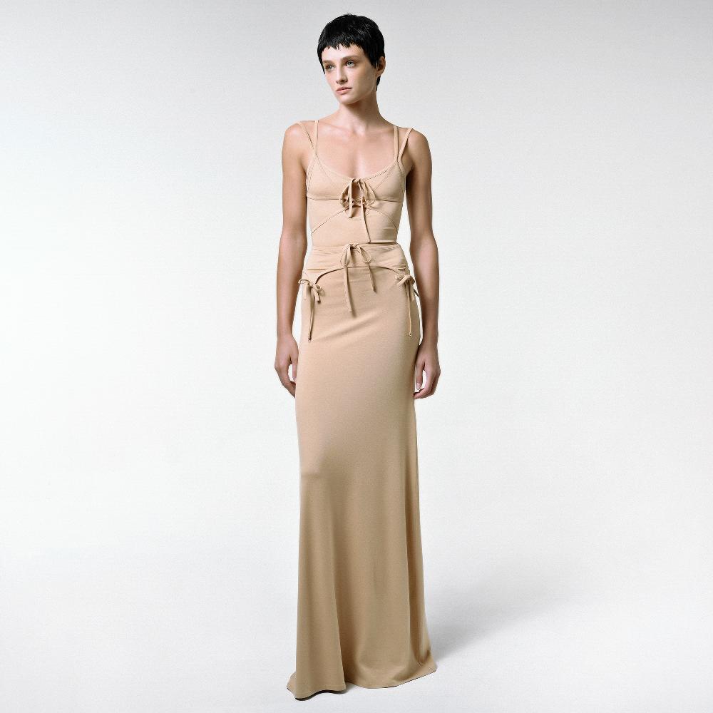 Lado Bokuchava MAXI GARTER DRESS Dresses Beige