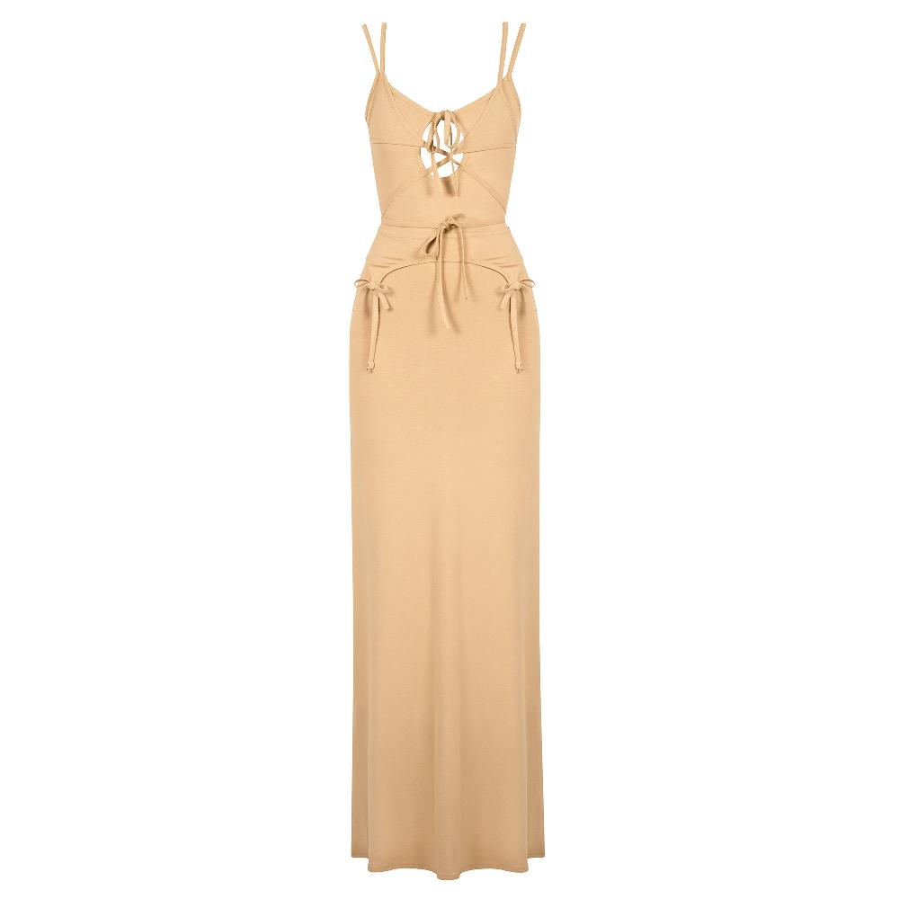 lado bokuchava MAXI GARTER DRESS Dresses Beige