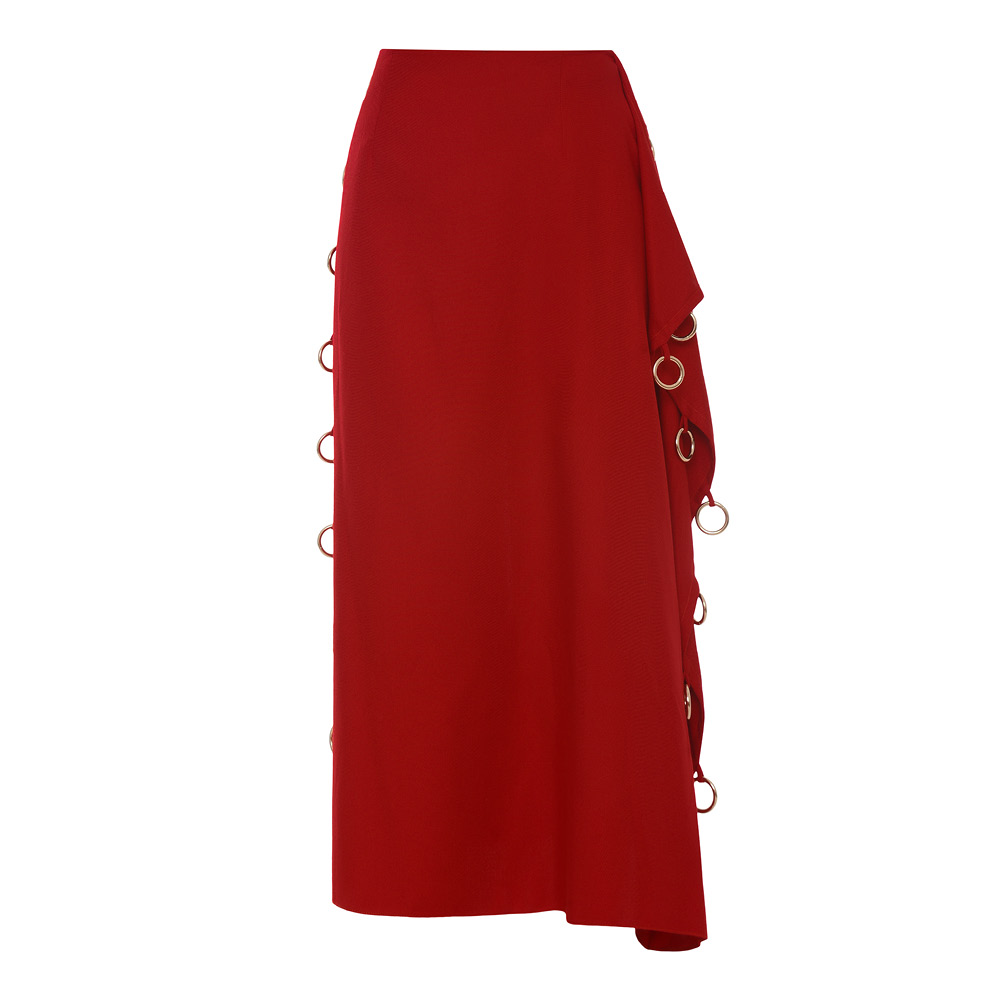 lado bokuchava METAL RING SKIRT SAMPLE SALE Red