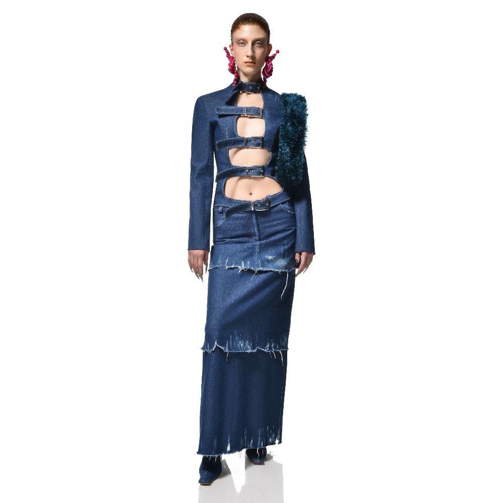 Lado Bokuchava OCEAN SKIRT SAMPLE SALE Blue