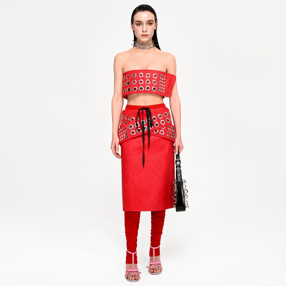 Lado Bokuchava OKINAWA MIDI SKIRT Skirt Red