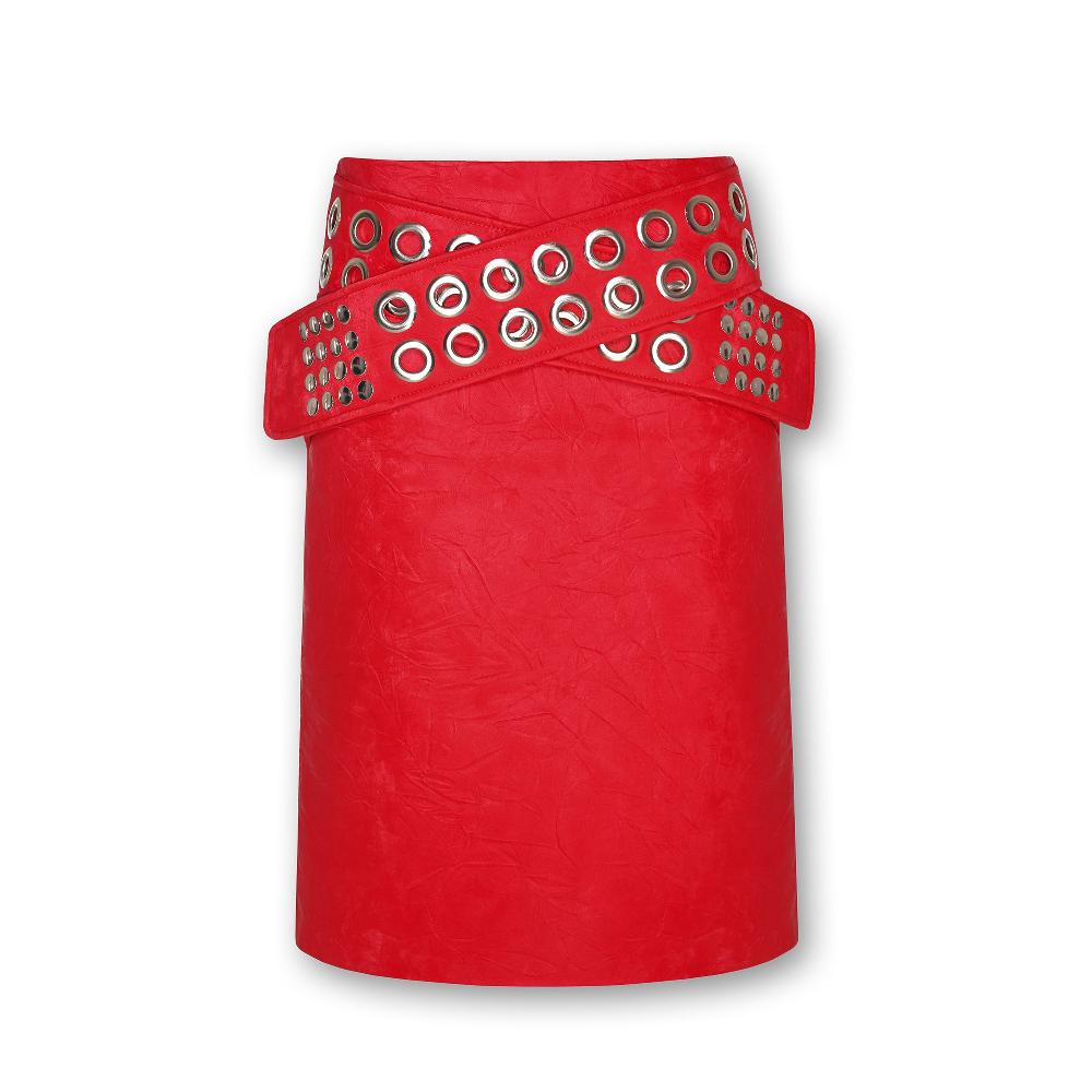 lado bokuchava OKINAWA MIDI SKIRT Skirt Red