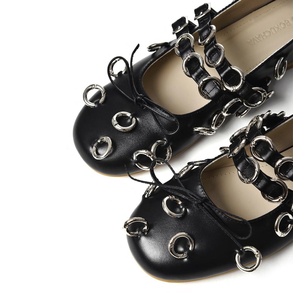 Lado Bokuchava PIERCED BALLERINA Shoes Black