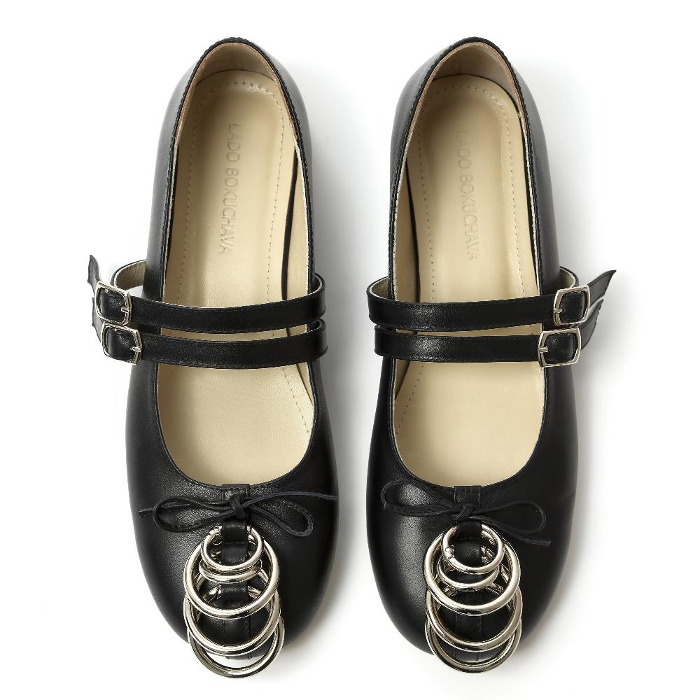 Lado Bokuchava PIERCED BALLERINA Shoes Black