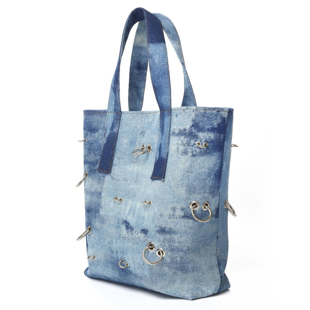 Lado Bokuchava PIERCED DENIM TOTE SAMPLE SALE Blue