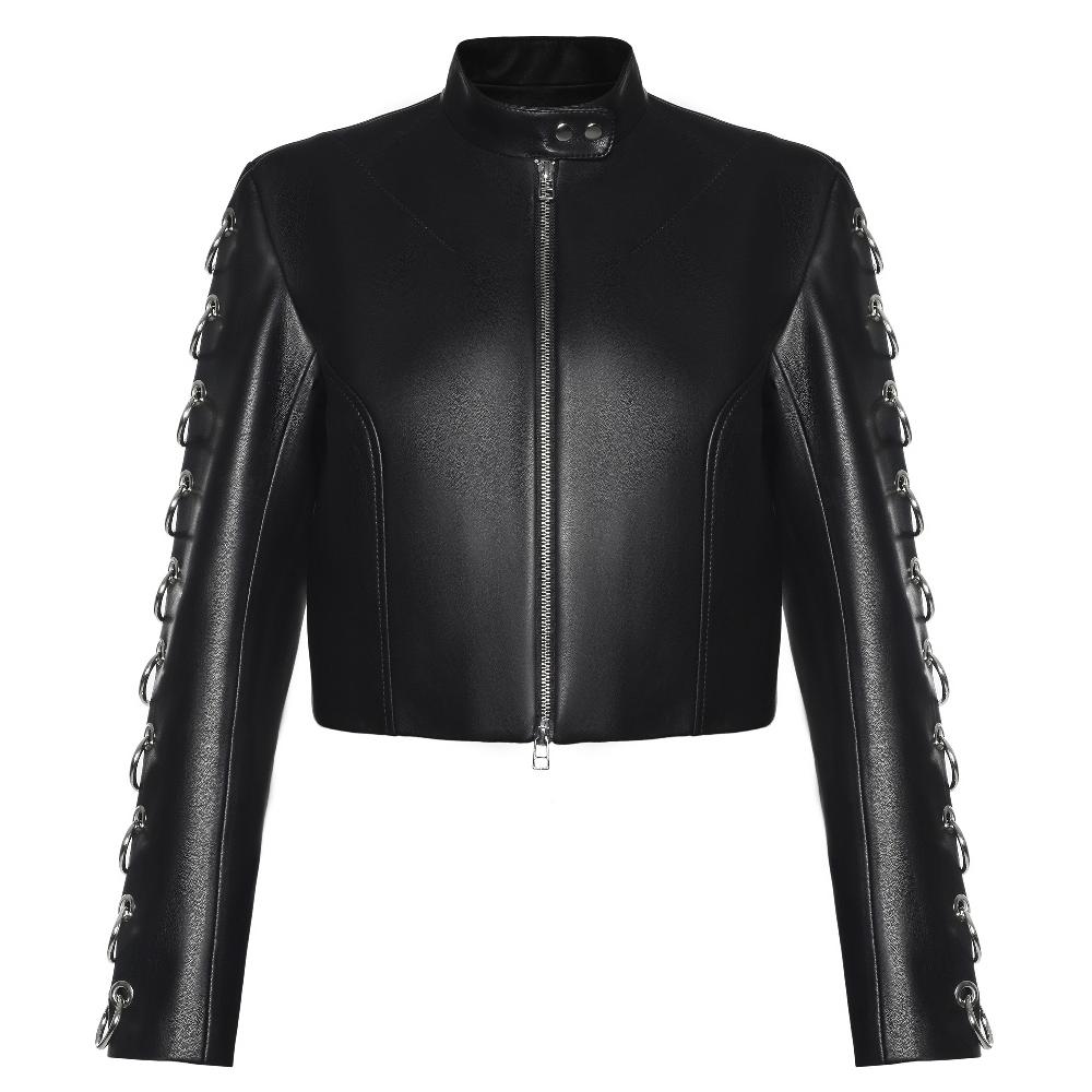 lado bokuchava PIERCED LEATHER JACKET Jacket Black