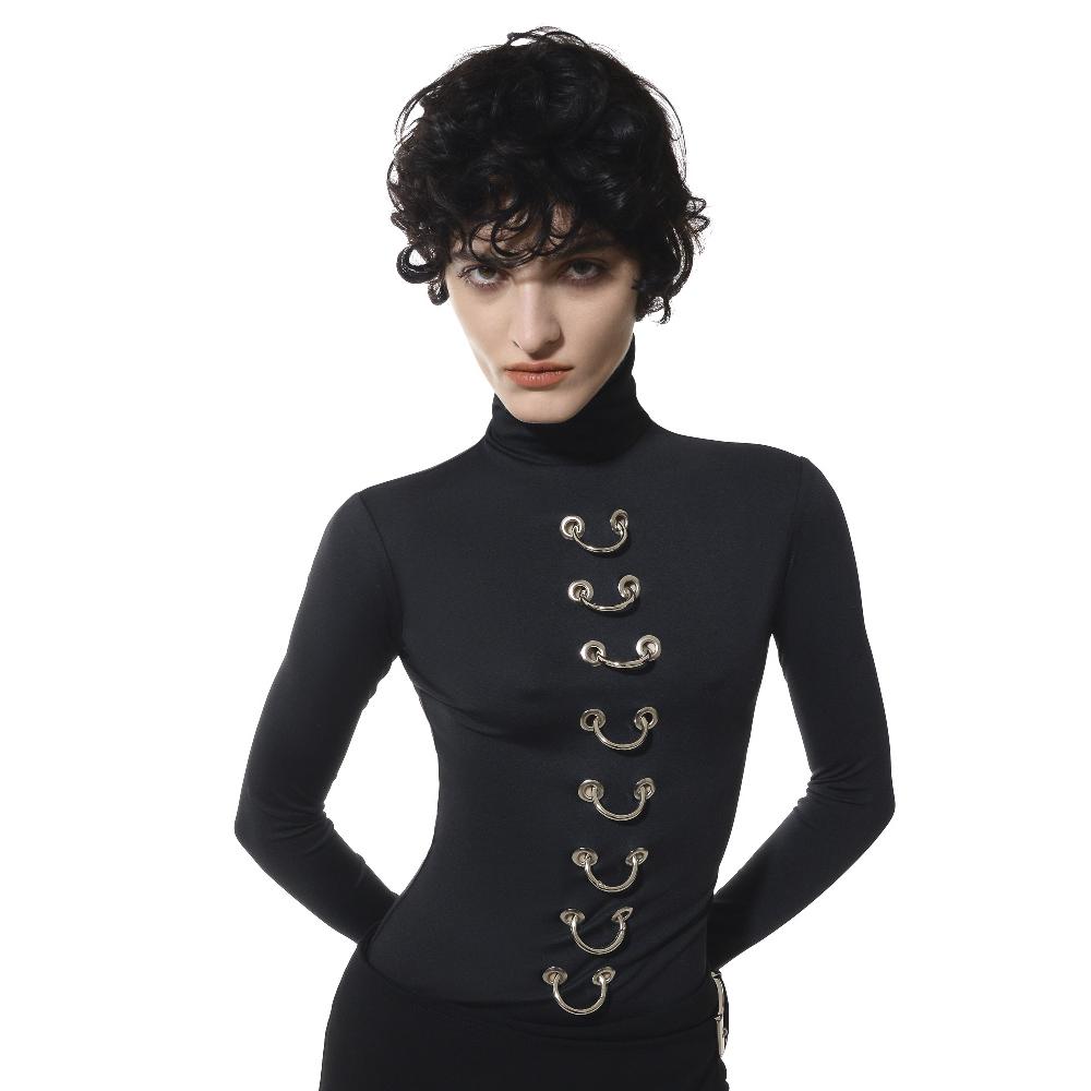 Lado Bokuchava PIERCED TURTLENECK Top Black