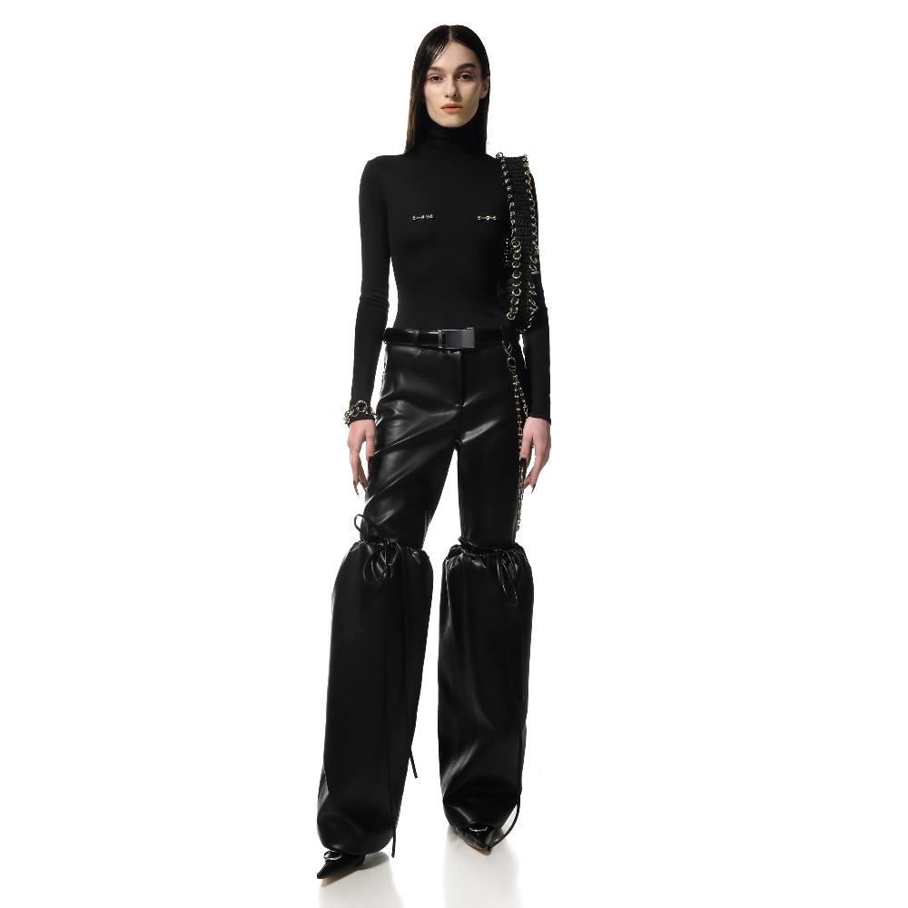 Lado Bokuchava PIERCED TURTLENECK Top Black