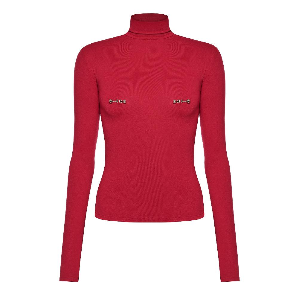 lado bokuchava PIERCED TURTLENECK Top Wine Red