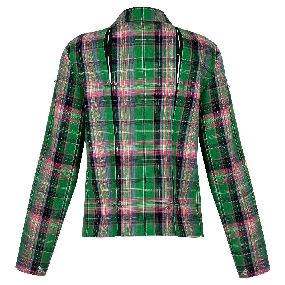 Lado Bokuchava RIPPED SHIRT Top Green Checked