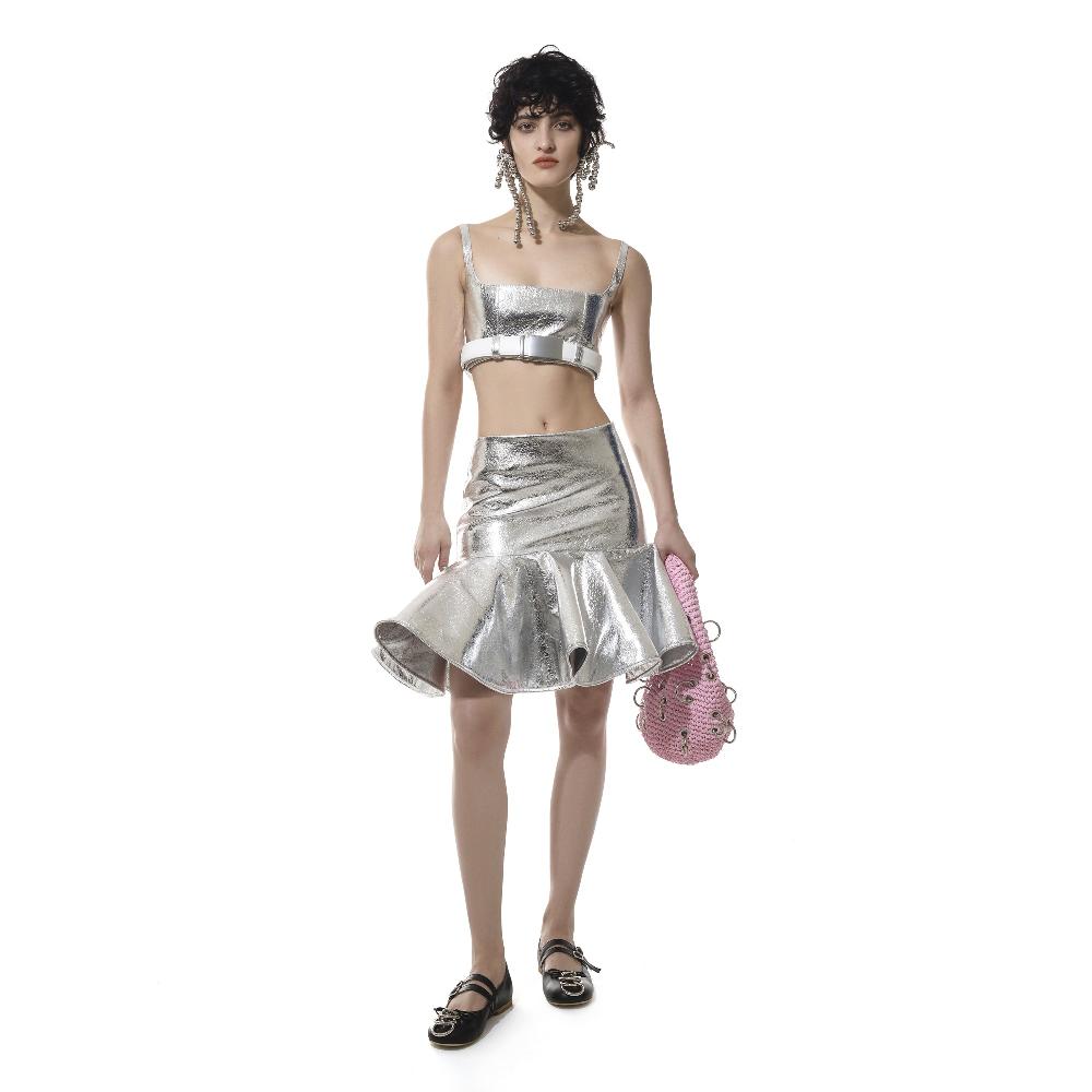 Lado Bokuchava RUFFLE SKIRT SAMPLE SALE Silver