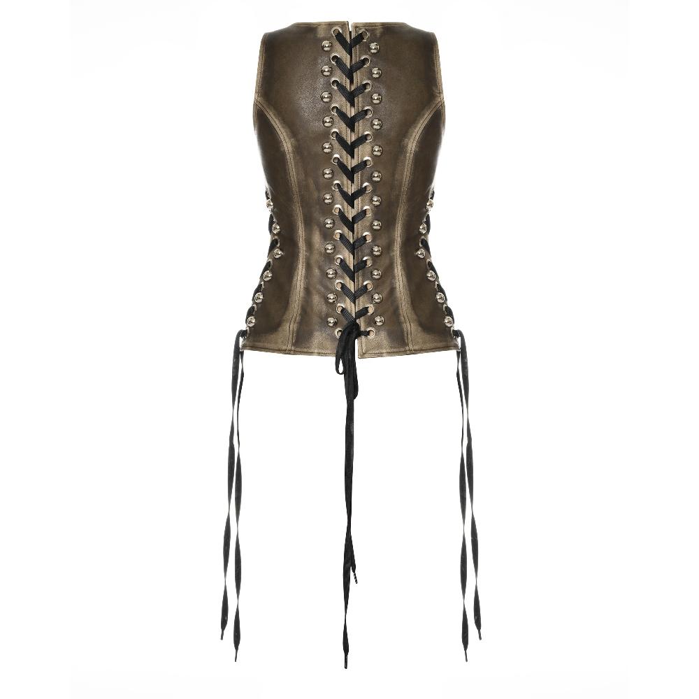 Lado Bokuchava STUDDED RAZOR CORSET Top Brown