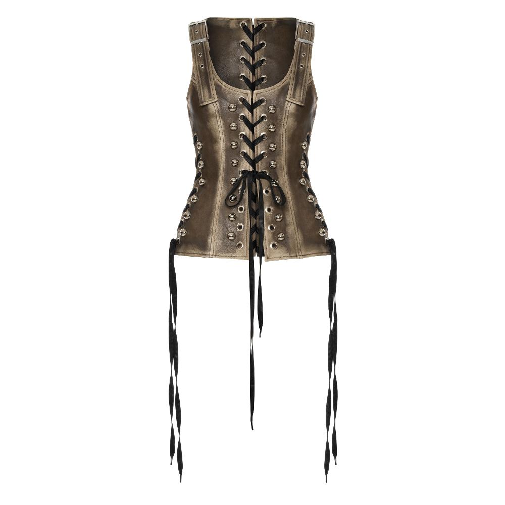lado bokuchava STUDDED RAZOR CORSET Top Brown