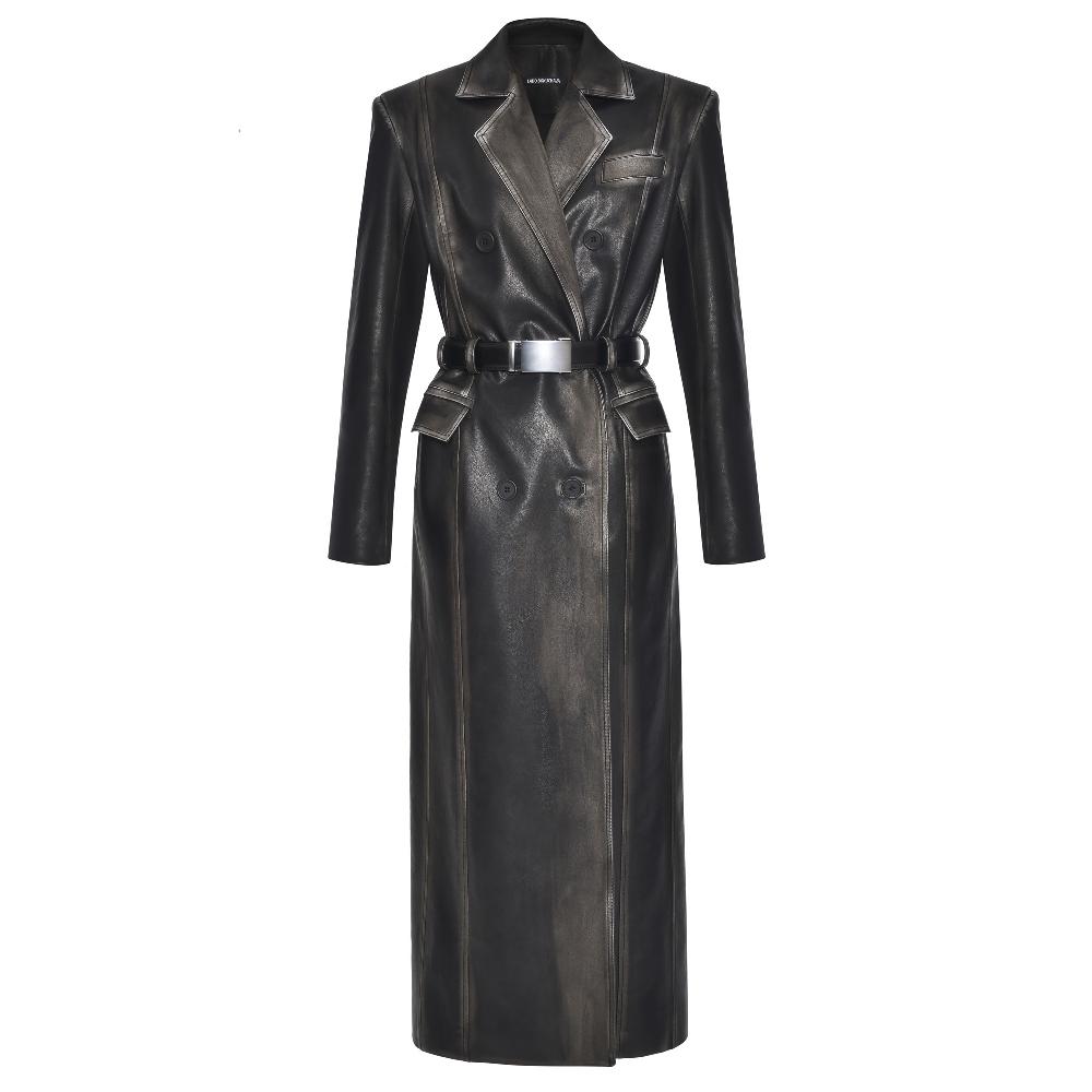 lado bokuchava TEXAS TRENCH Coat Washed Black