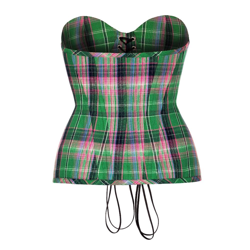 Lado Bokuchava THE SWORD CORSET Top Green Checked