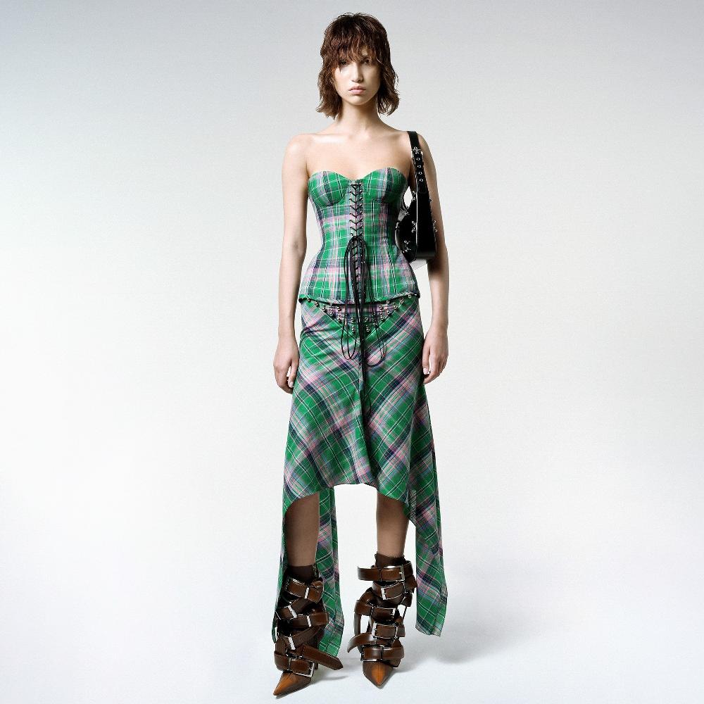 Lado Bokuchava THE SWORD CORSET Top Green Checked