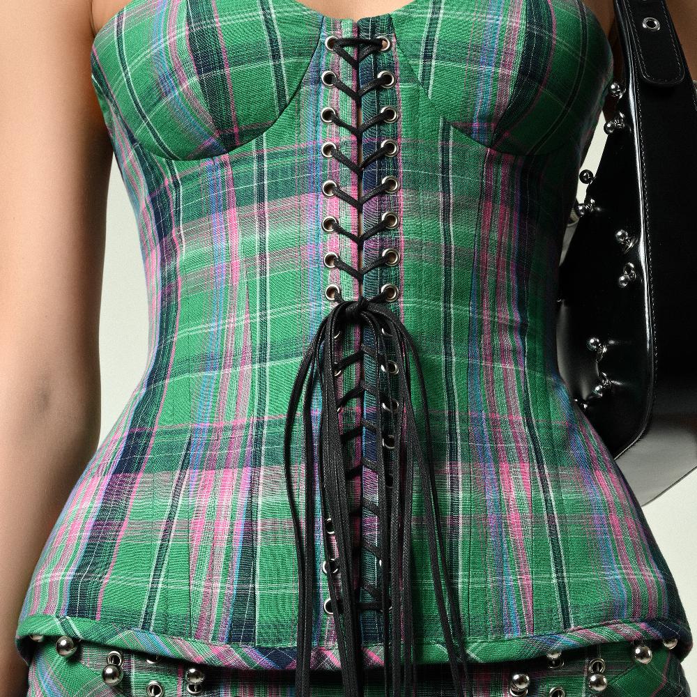 Lado Bokuchava THE SWORD CORSET Top Green Checked