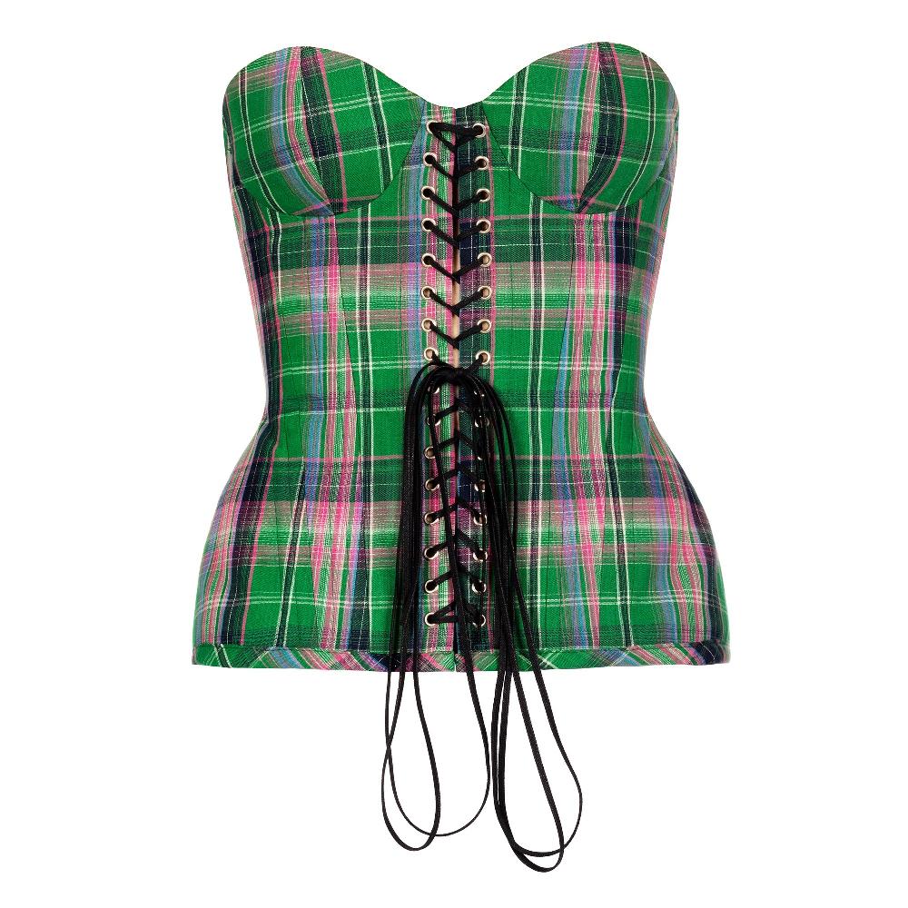 lado bokuchava THE SWORD CORSET Top Green Checked