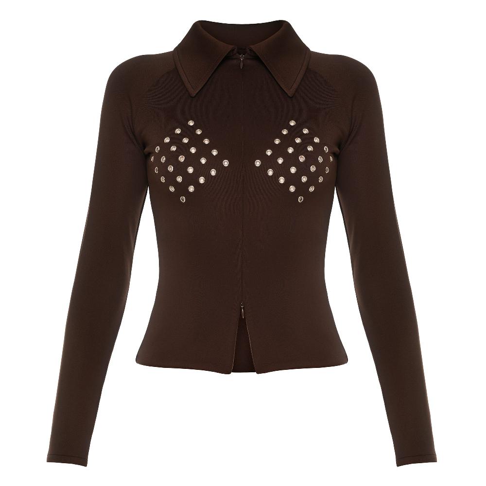 lado bokuchava TOKIO SHIRT Top Chocolate Brown