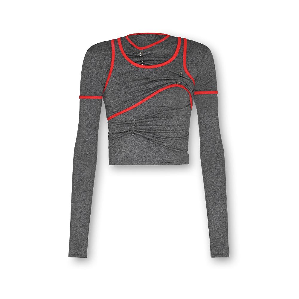 lado bokuchava TRIPLE PIERCE TOPS Top Gray