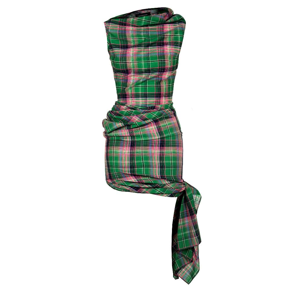 lado bokuchava TWIRL DRESS Dresses Green Checked