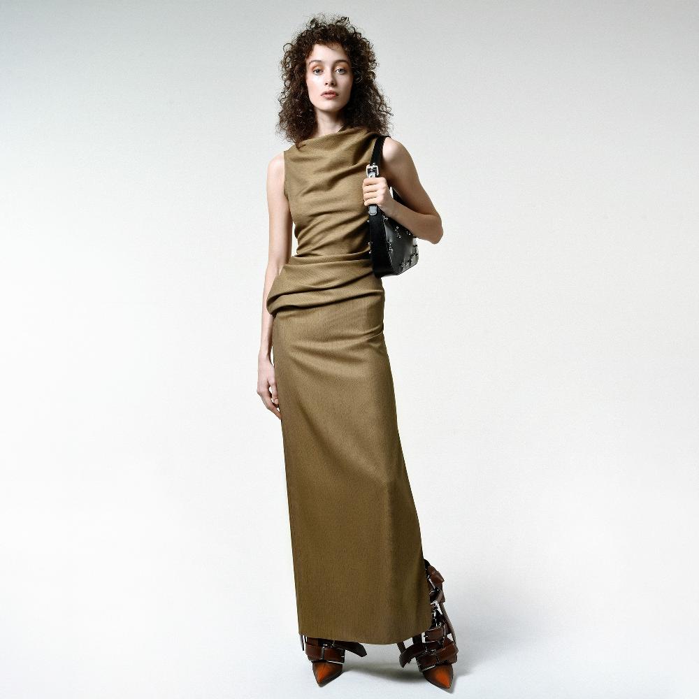 Lado Bokuchava TWIRL MAXI DRESS Dresses Khaki