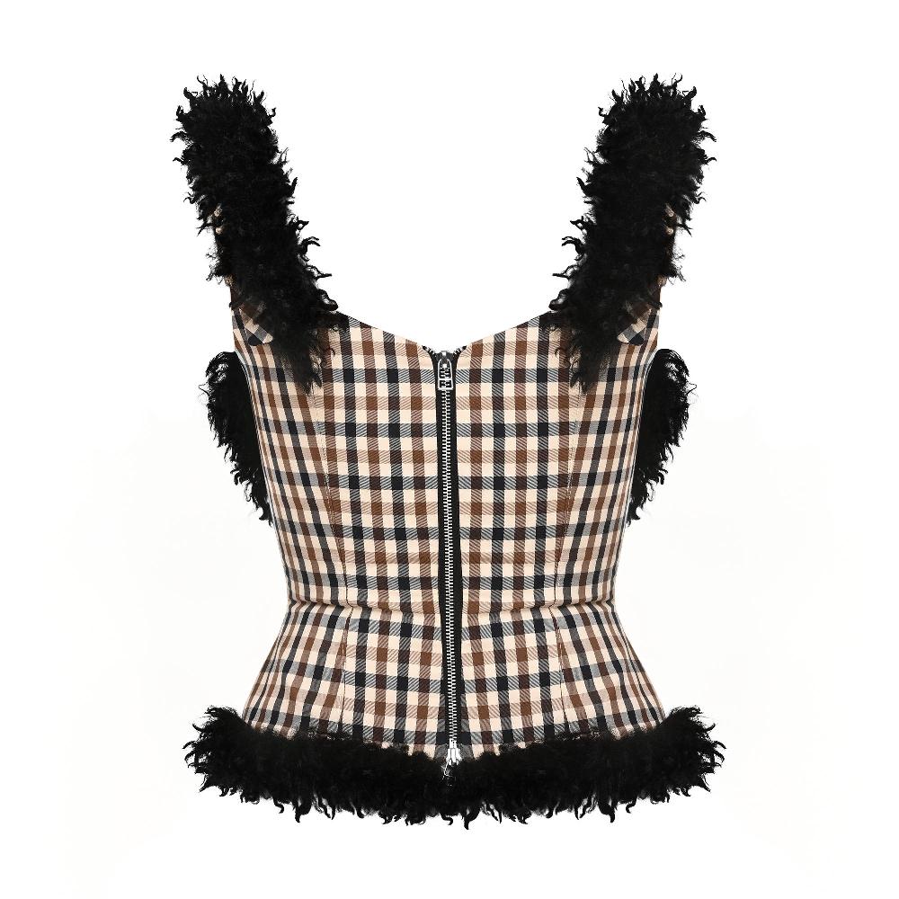 Lado Bokuchava VALKIRIA CORSET Top Checked Brown