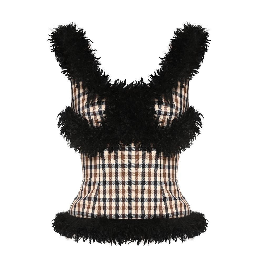 lado bokuchava VALKIRIA CORSET Top Checked Brown