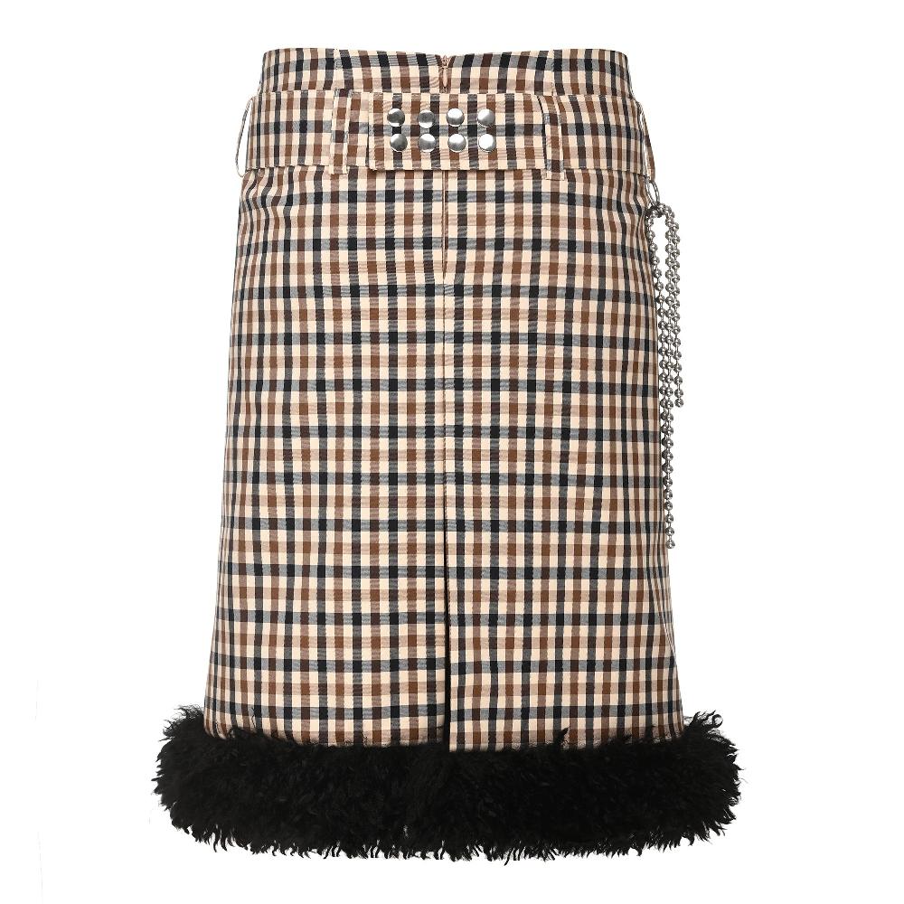Lado Bokuchava WOLF SKIRT Skirt Checked Brown