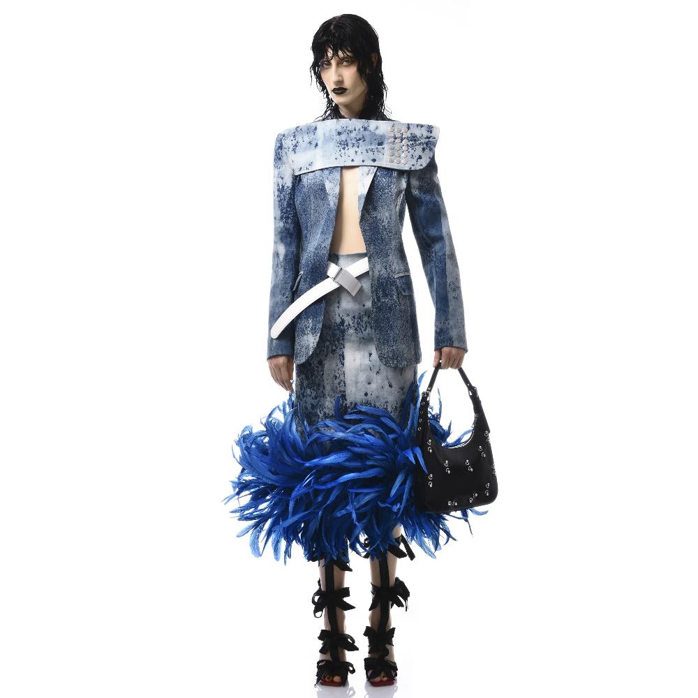 Lado Bokuchava PHANTOM SKIRT SAMPLE SALE Washed Blue