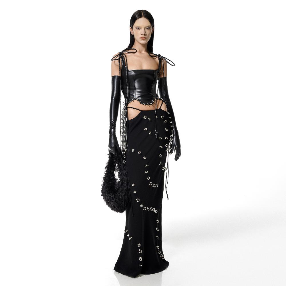 Lado Bokuchava PIERCED BOYFRIEND’S CORSET Top Black