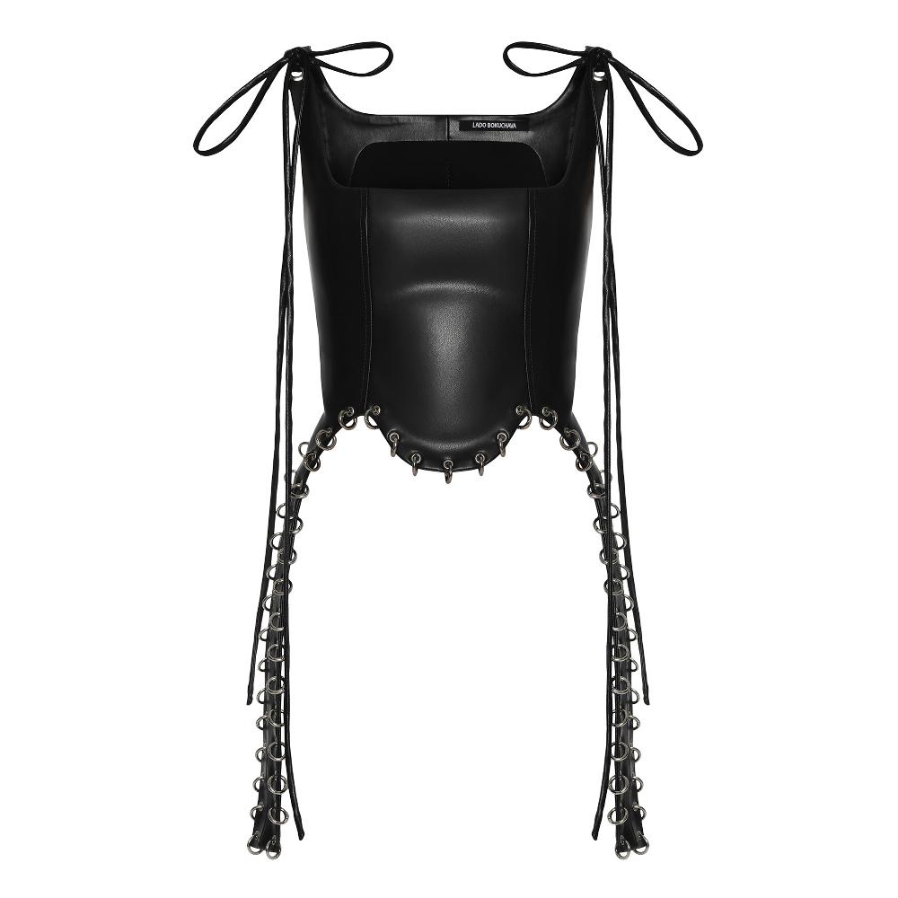 lado bokuchava PIERCED BOYFRIEND’S CORSET Top Black