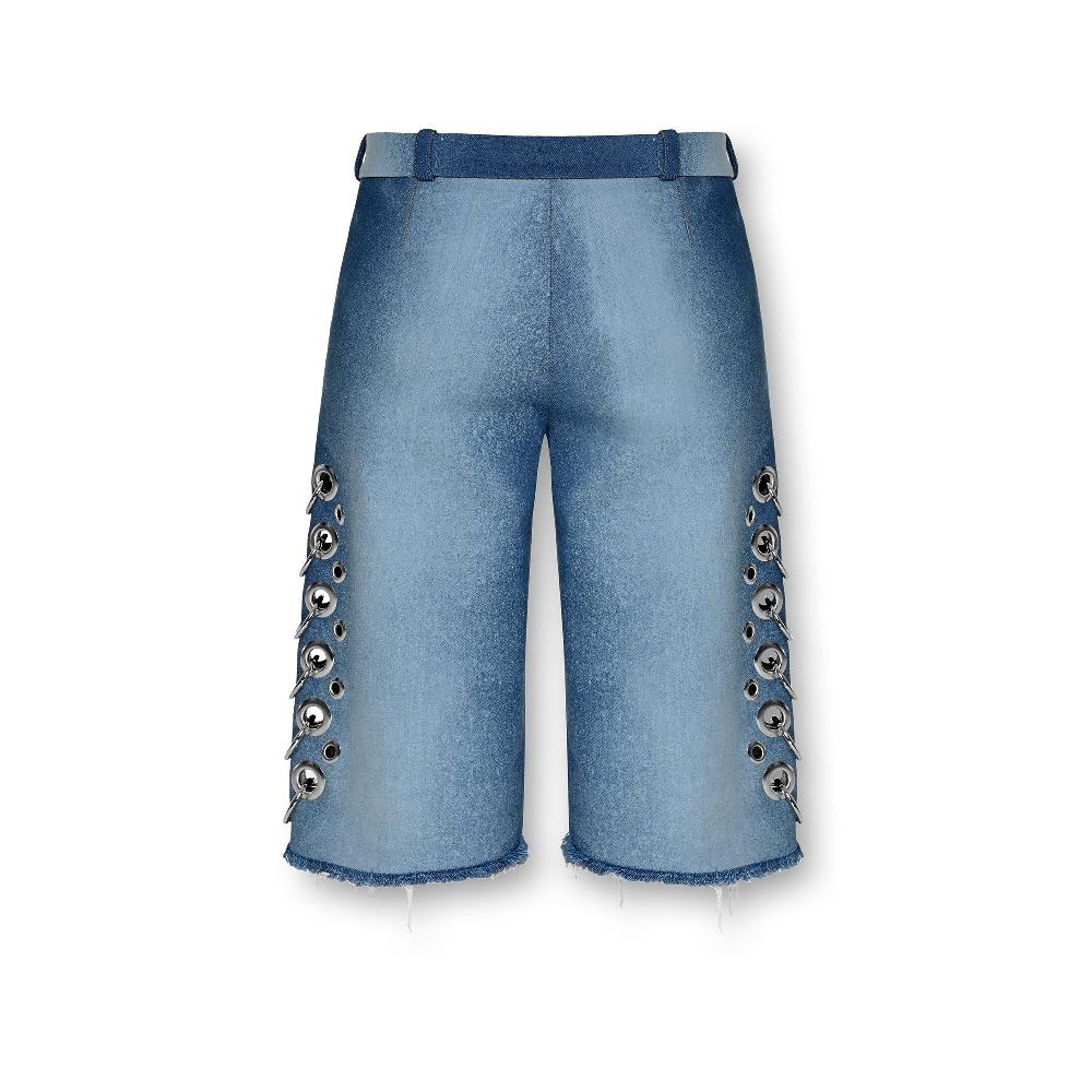 Lado Bokuchava PIERCED BOYFRIEND’S SHORTS Shorts Washed Blue
