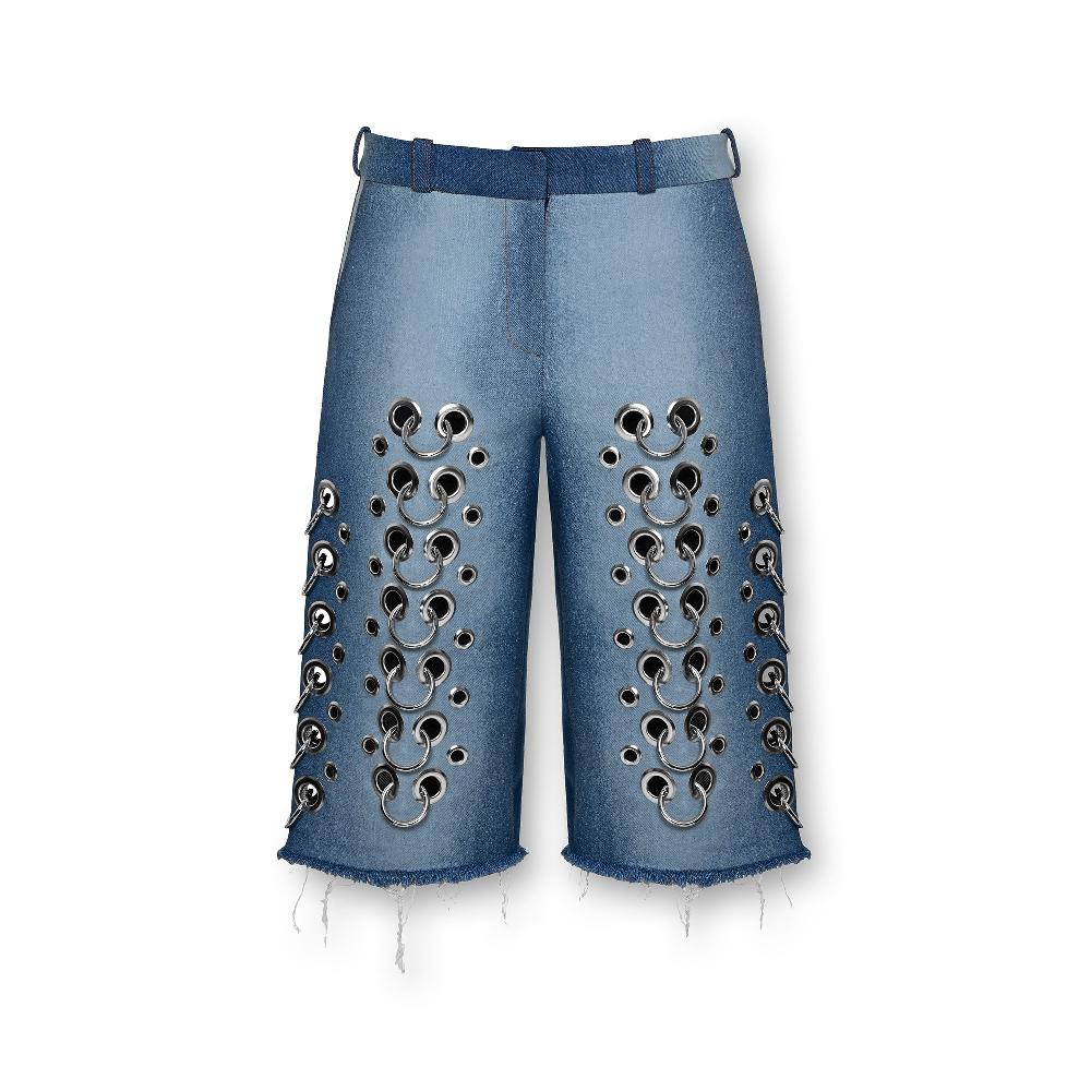 lado bokuchava PIERCED BOYFRIEND’S SHORTS Shorts Washed Blue